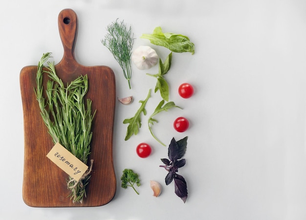 Fresh kitchen scene with herbs and utensils
